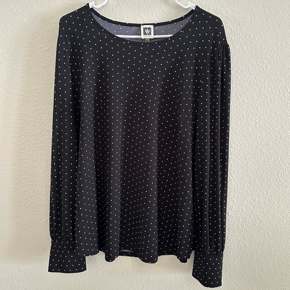 Anne Klein Black and White Polka Dot Top